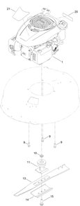Engine And Blade Assembly Diagram and Parts List for 17739 406000000 - 999999999 Lawn Boy Lawn Mower